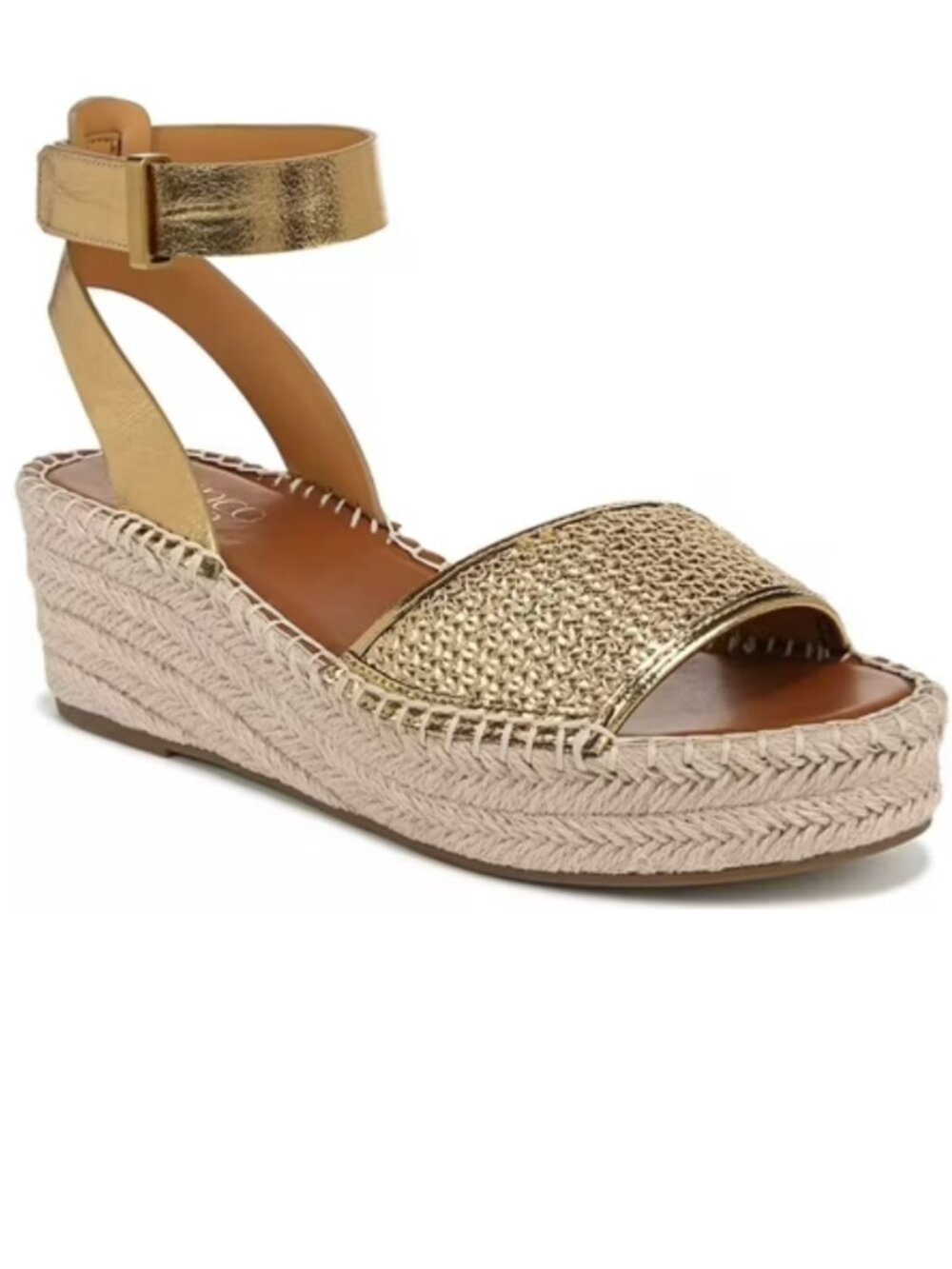 Franco Sarto Pamala Gold Espadrille Wedge Sandal Size 8.5 NEW Never Worn